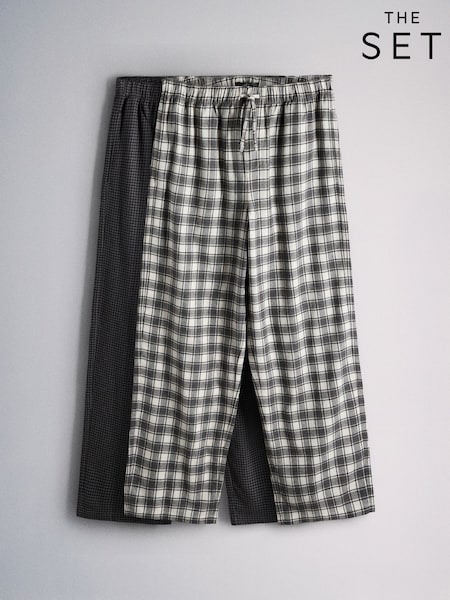 蓝色/绿色 - Regular The Set 2 Pack Brushed Check Pyjamas