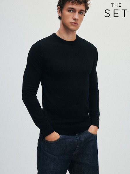 Black - Regular The Set Merino Knit Crew Neck Jumper