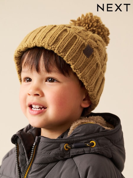 Ochre Yellow - Cable Knit Pom Hat (1-16yrs)