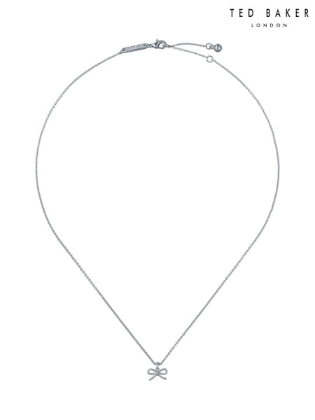 Ted Baker Silver Tone/Plain Metal BLAIRE: Mini Bow Pendant Necklace (Y41895) | 187 SAR