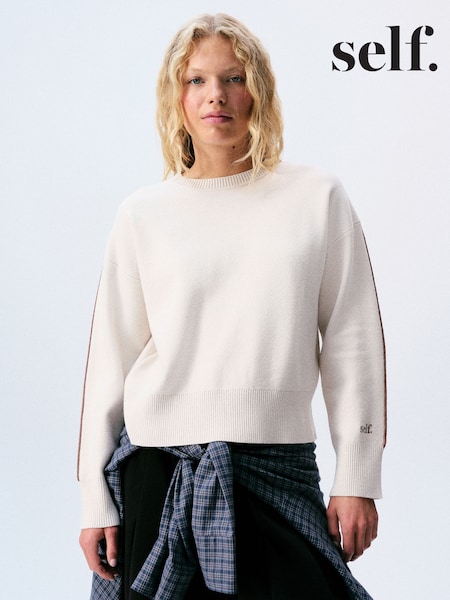 Էկրու - Self. Knitted Side Stripe Jumper