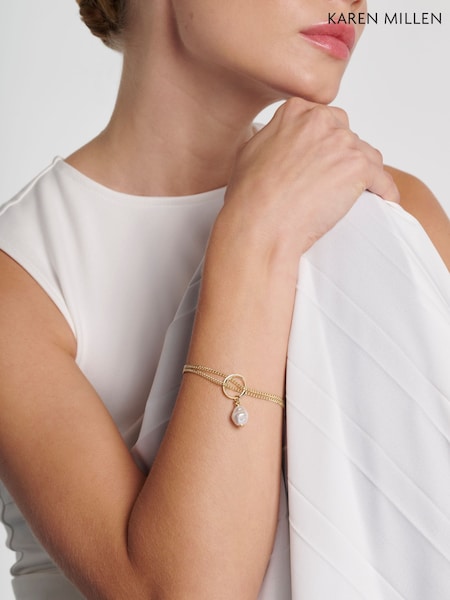 Karen Millen Silver Tone Modern Pearl Bracelet (Y42008) | CN¥506