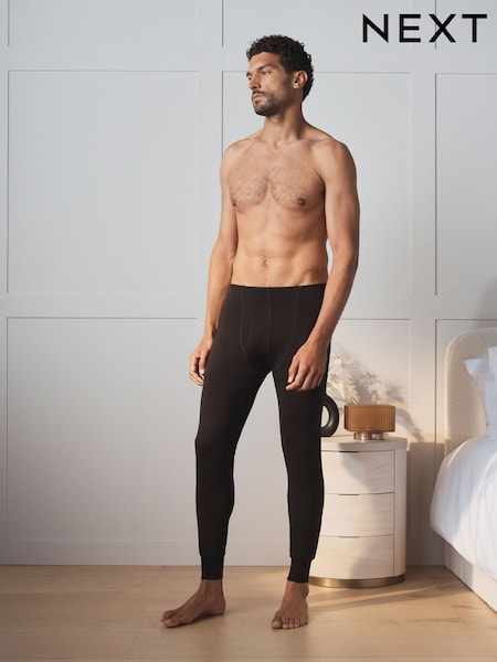 Melns - Regular Light Warmth Thermal Leggings 2 Pack