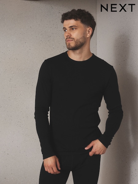 Black - Regular Thermal Long Sleeve Top And Leggings Set