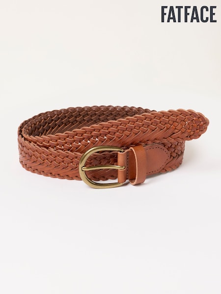 Tan Brown - Fatface Woven Leather Belt