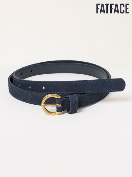 Navy - Fatface Plain Suede Belt