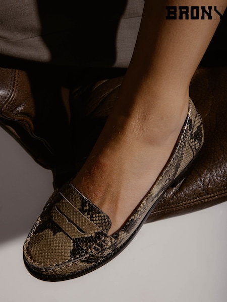 Green - Bronx New Rana Leather Loafers