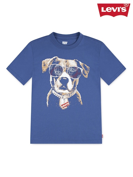 Levi's® Blue Patriotic Dog Graphic Short Sleeve T-Shirt (Y42366) | 94 QAR - 104 QAR