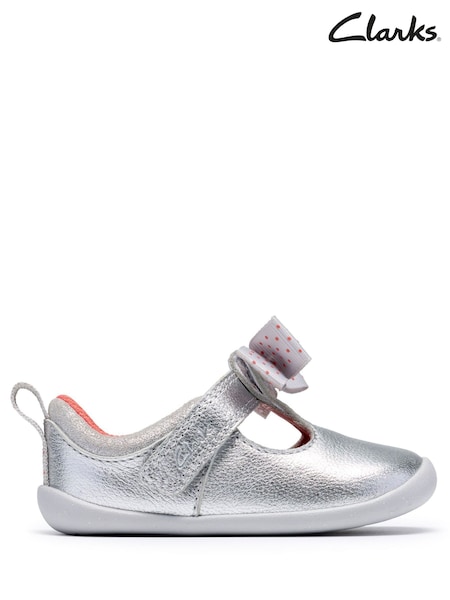 Sølv - Clarks Roamer Trim Sølv Første Steps Sko