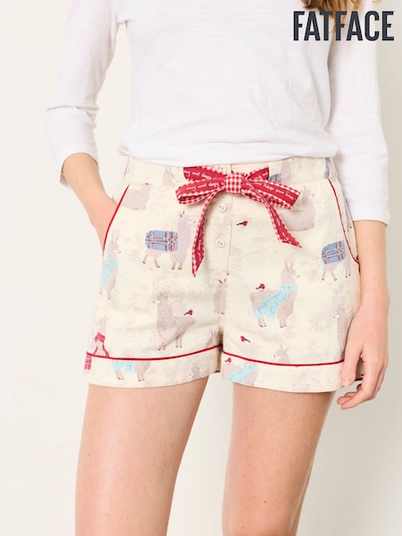 Ivory Llama - Fatface Christmas Pyjama Shorts