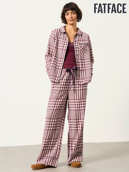 Plum Purple - Fatface Gingham Trouser And Shirt Pyjama Set