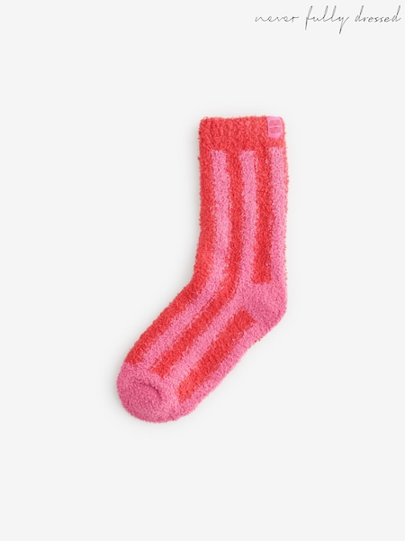 Pink/rød - Never Fully Dressed Fluffy Hyggesokker