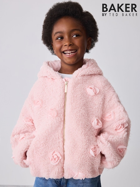 Pink - Baker By Ted Baker 3d Corsage Borg Hooded Fleece
