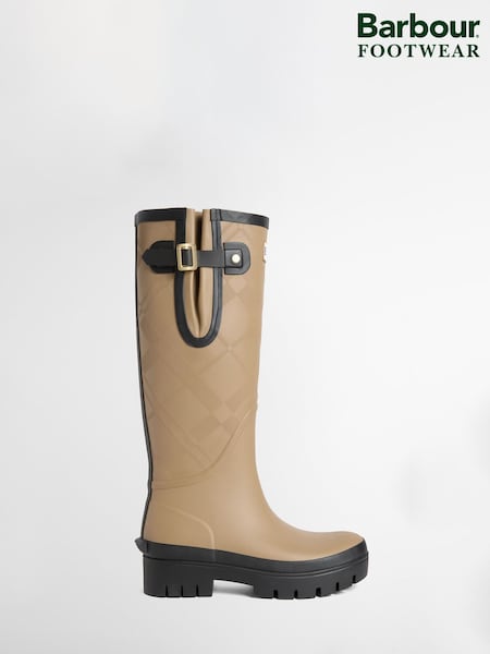 بيج - Barbour® Leighton Tartan Tall Wellies