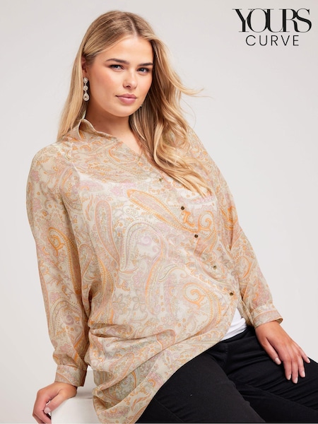 Yours Curve Pink London Paisley Print Longline Shirt (Y42965) | €30