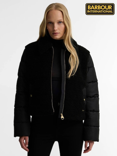 Schwarz - Barbour International Luna Fleece Quilted Jacket