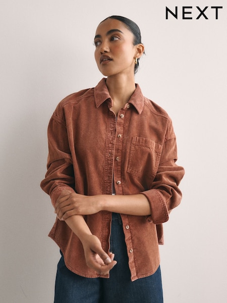 Tan Brown - Washed Corduroy Shirt