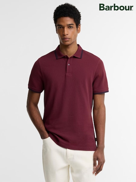 أحمر - Regular Barbour® Lunan Trimmed Tailored Polo Shirt