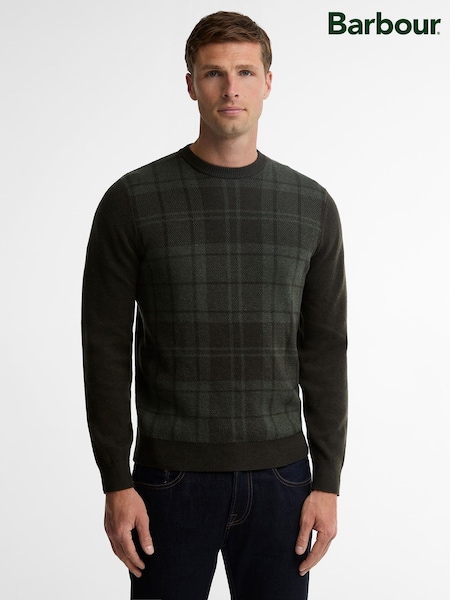 Vert - Regular Barbour® Mineral Tartan Crew Neck Jumper
