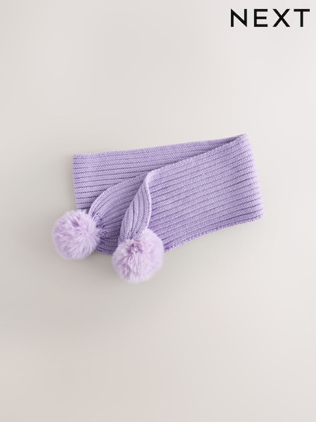 Lilac Purple - Rib Pom Scarf (3-16yrs)