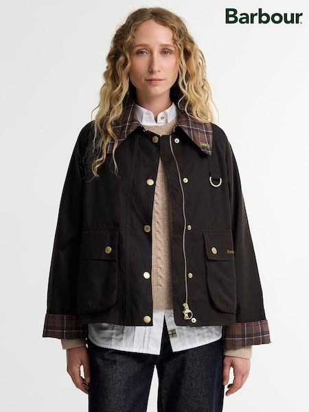 Brown - Barbour® Icons Tartan Collar Spey Wax Jacket