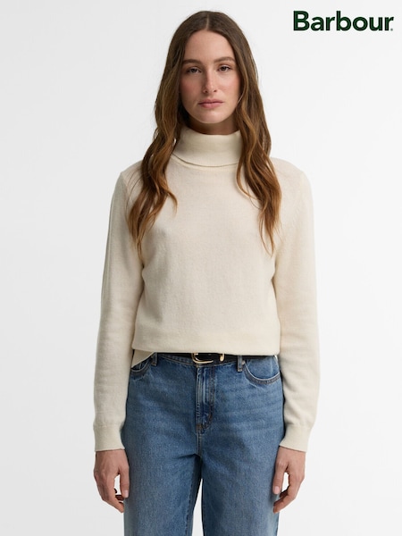 Cream - Barbour® Pendle Roll Collar Knitted Jumper