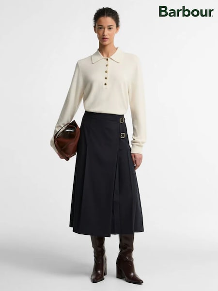 Blue - Barbour® Delilah Midi Kilt Skirt