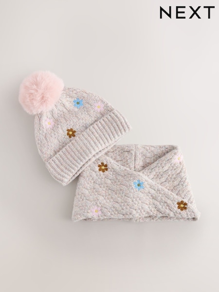Mink Pink Flower - Beanie And Snood Set (1-16yrs)