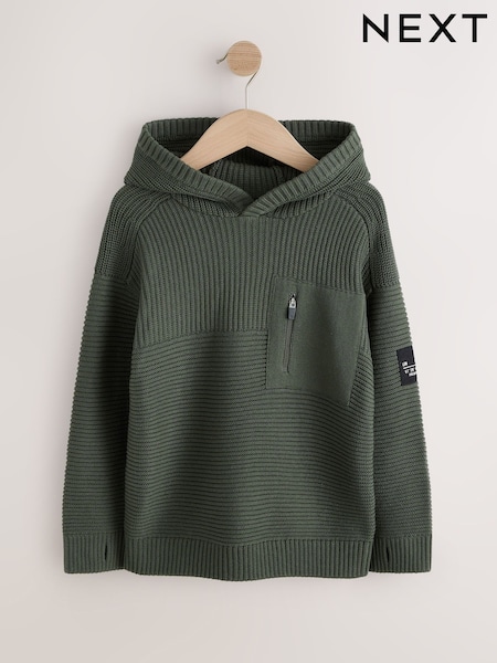 Grün - Utility-Strick-Hoodie (3-16Jahre)