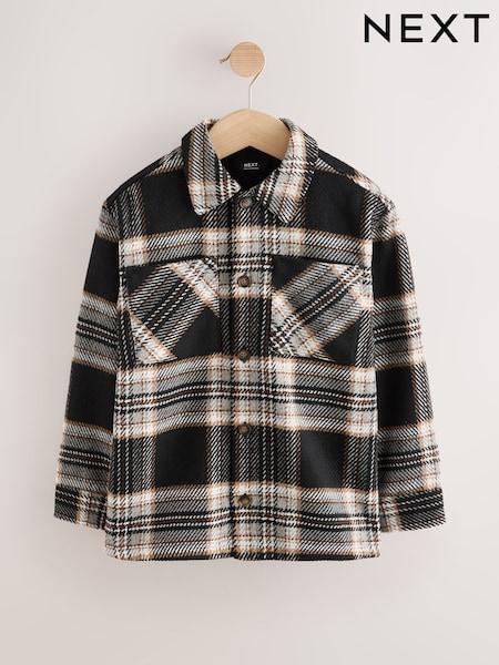 Black/White Check - Jersey Lined Overshirt (3-16yrs)