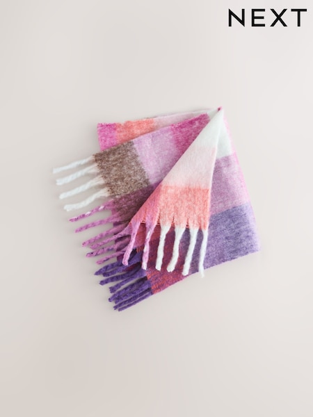 Pink Check - Brushed Scarf (3-16yrs)
