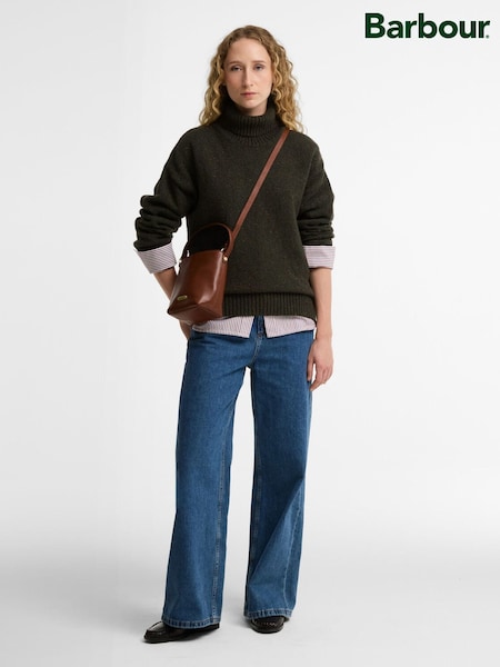 Brązowy - Barbour® Cedar Mini Leather Bucket Bag