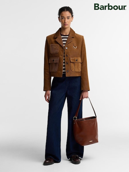 Brązowy - Barbour® Cedar Large Leather Bucket Bag