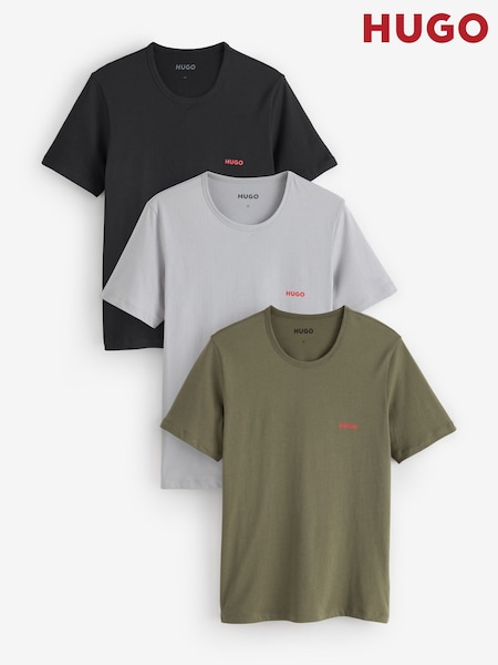 Navy Blue/Sage Green/Grey - Regular Hugo T-shirts 3 Pack