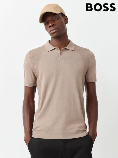 Brown - Regular Boss Momentum Regular-fit Logo Knitted Polo Shirt