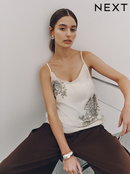 Hvid - Sequin Embellished Cami Top