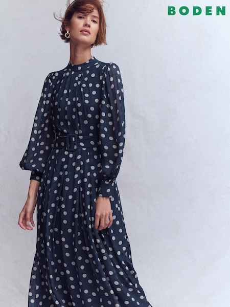 Boden Blue High Neck Occasion Dress (Y43633) | $363