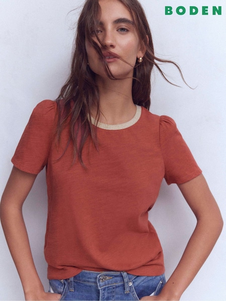 Boden Metallic Trim T-Shirt (Y43662) | kr550