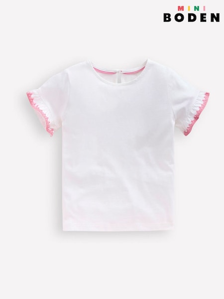 Boden Cream Ruffle Sleeve T-Shirt (Y43686) | $25 - $29