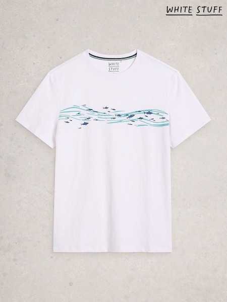 White Stuff White Abersoch Swim Fish Graphic T-Shirt (Y43754) | SGD 64