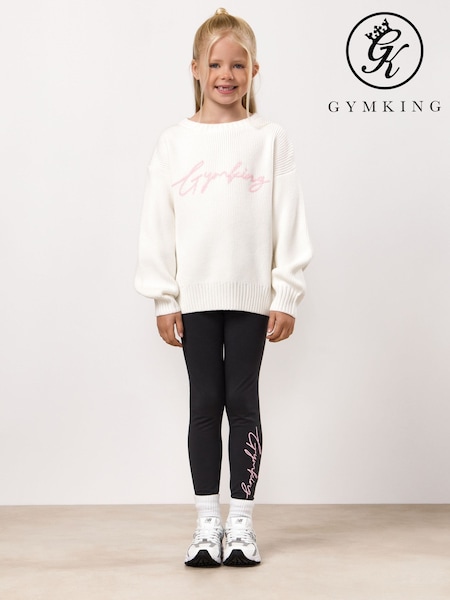Gym King White Knitted Crew Neck Jumpers (Y43777) | AED233