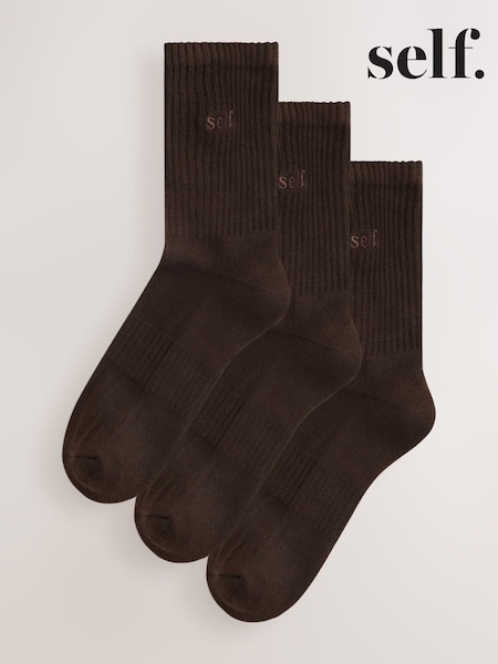 Brown - Self. Cushion Sole Ankle Socks