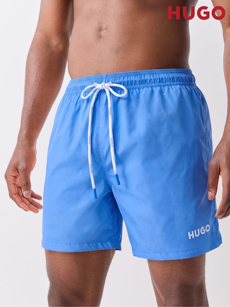 Sky Blue - Regular Hugo Haiti Logo Swim Shorts