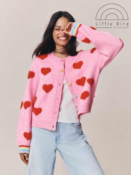 Pink & Red Eyelash Heart - Little Bird By Jools Oliver Cardigan