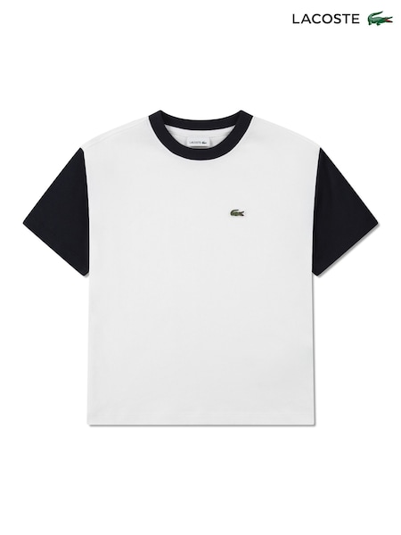 Lacoste White Colourblock Relaxed T-Shirt (Y44102) | AED204 - AED233