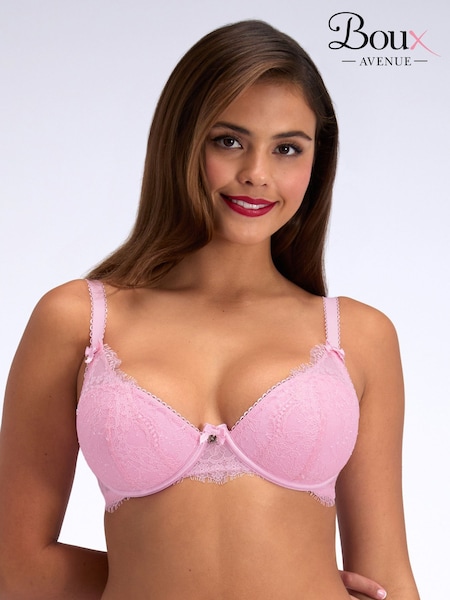 Boux Avenue Bubblegum Pink Fifi Lace Plunge Bra (Y44134) | $95