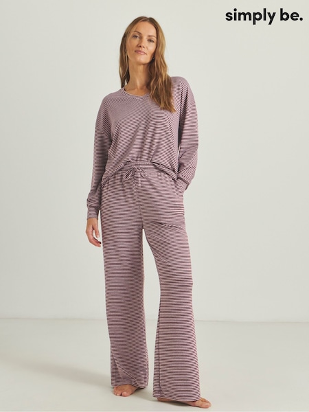 Simply Be Pink Stripe Knit Lounge Set (Y44239) | $95
