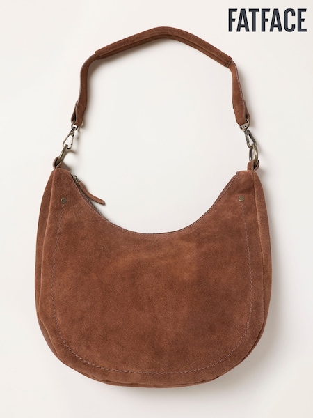 Chestnut Brown - Fatface Suede Shoulder Bag
