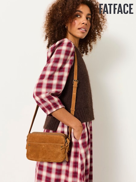 Tan Brown - Fatface Sophie Suede Camera Bag