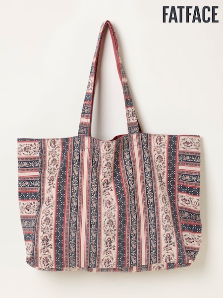 Multi - Fatface Stripe Floral Reversible Tote Bag